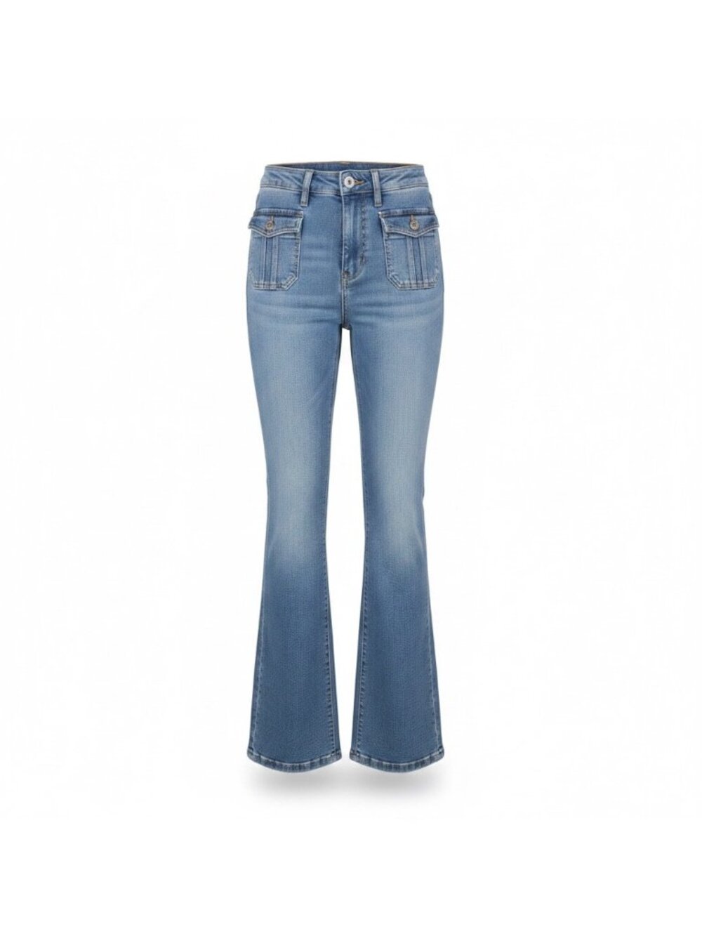 KanCan Womens Light Blue Flared Jeans Double Pocket Size 5 Waist 26